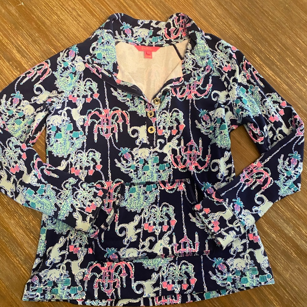 Lilly Pulitzer UPF 50 Captain Popover Size L Large Monkey Trouble Business